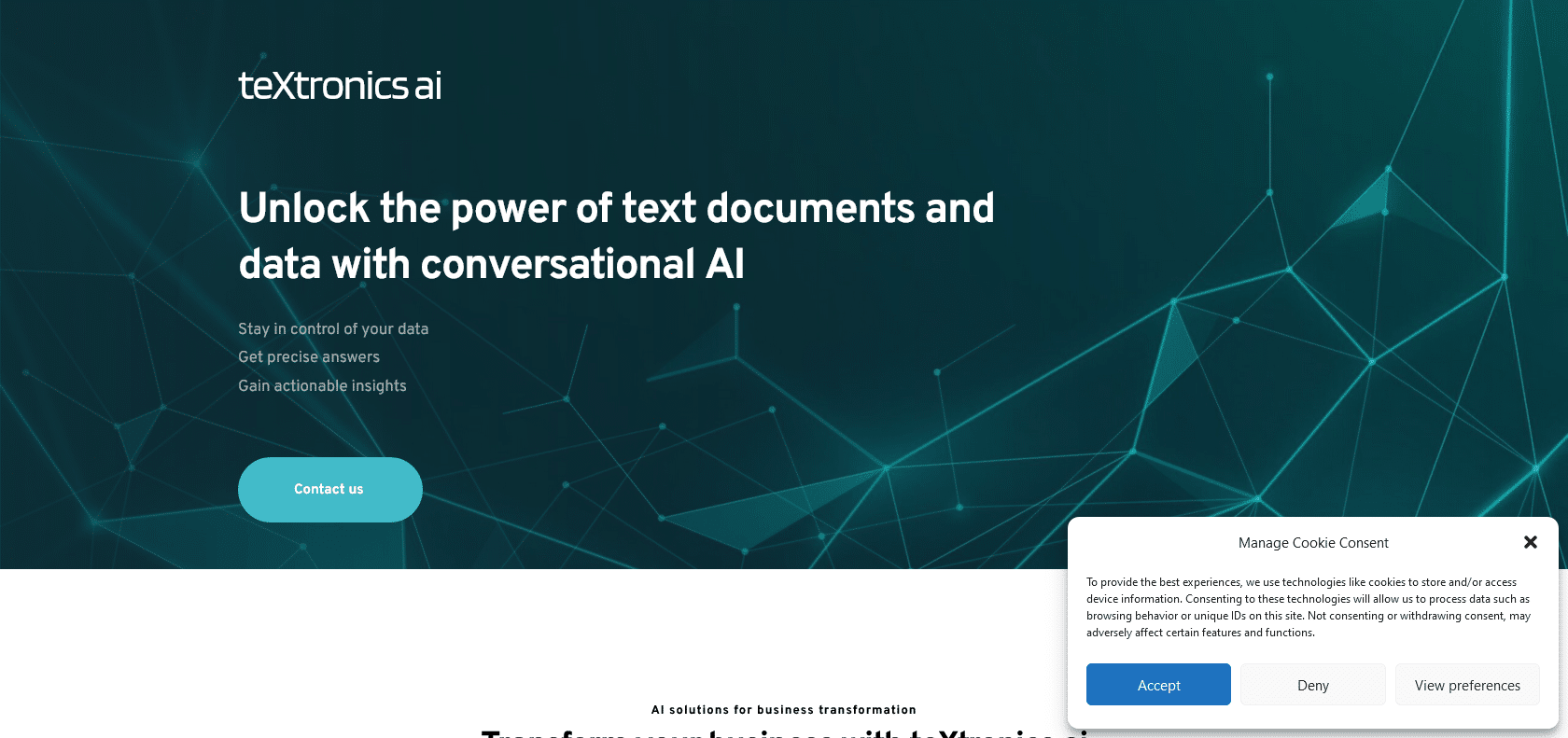 Screenshot of Textronics AI Website