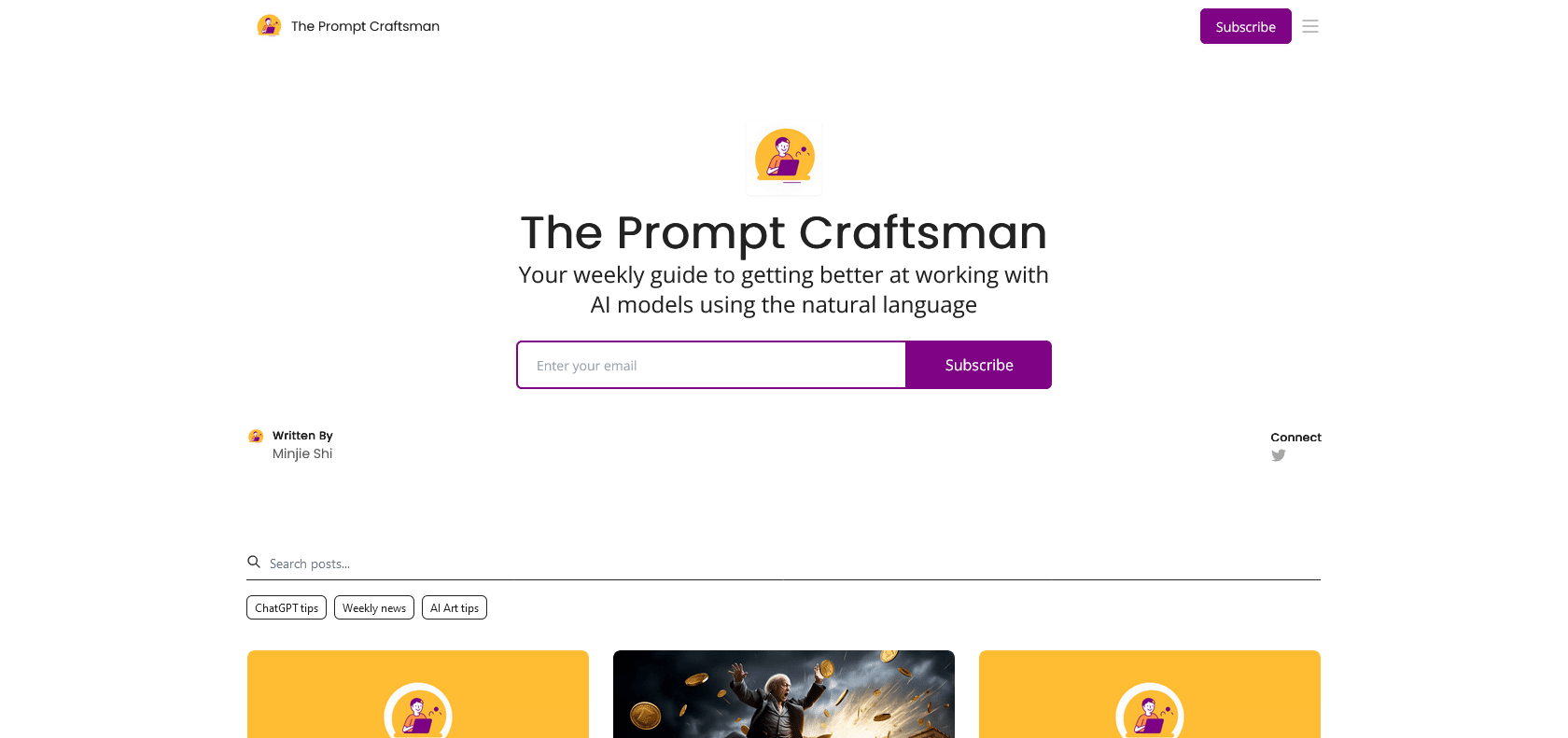Screenshot of The Prompt Craftsman Website
