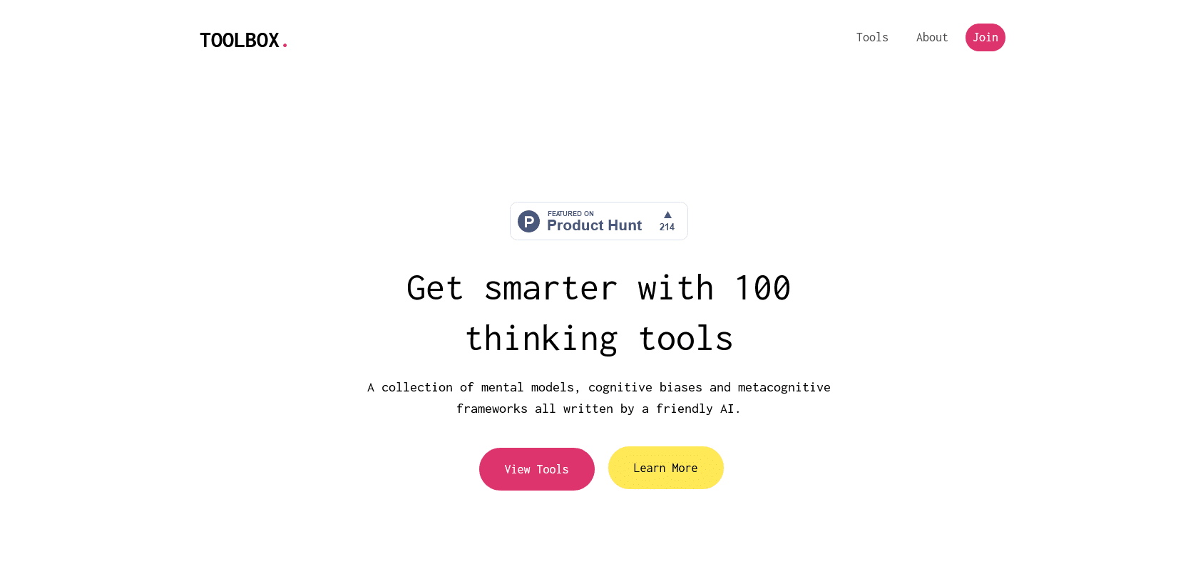 Screenshot of Thinking Toolbox Website