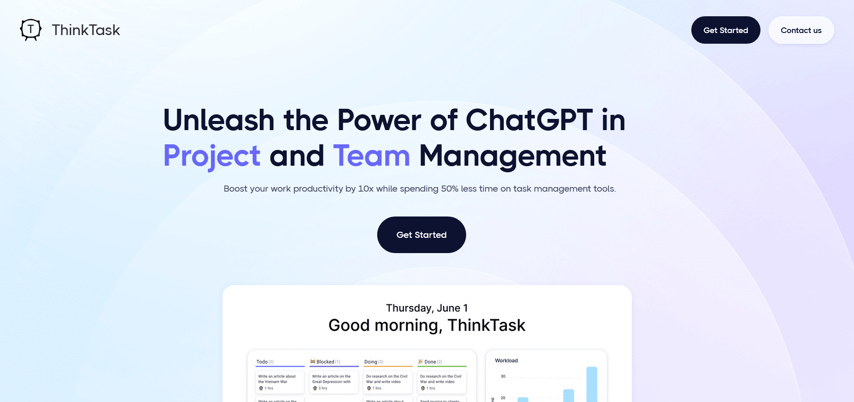 Screenshot of Thinktask Website