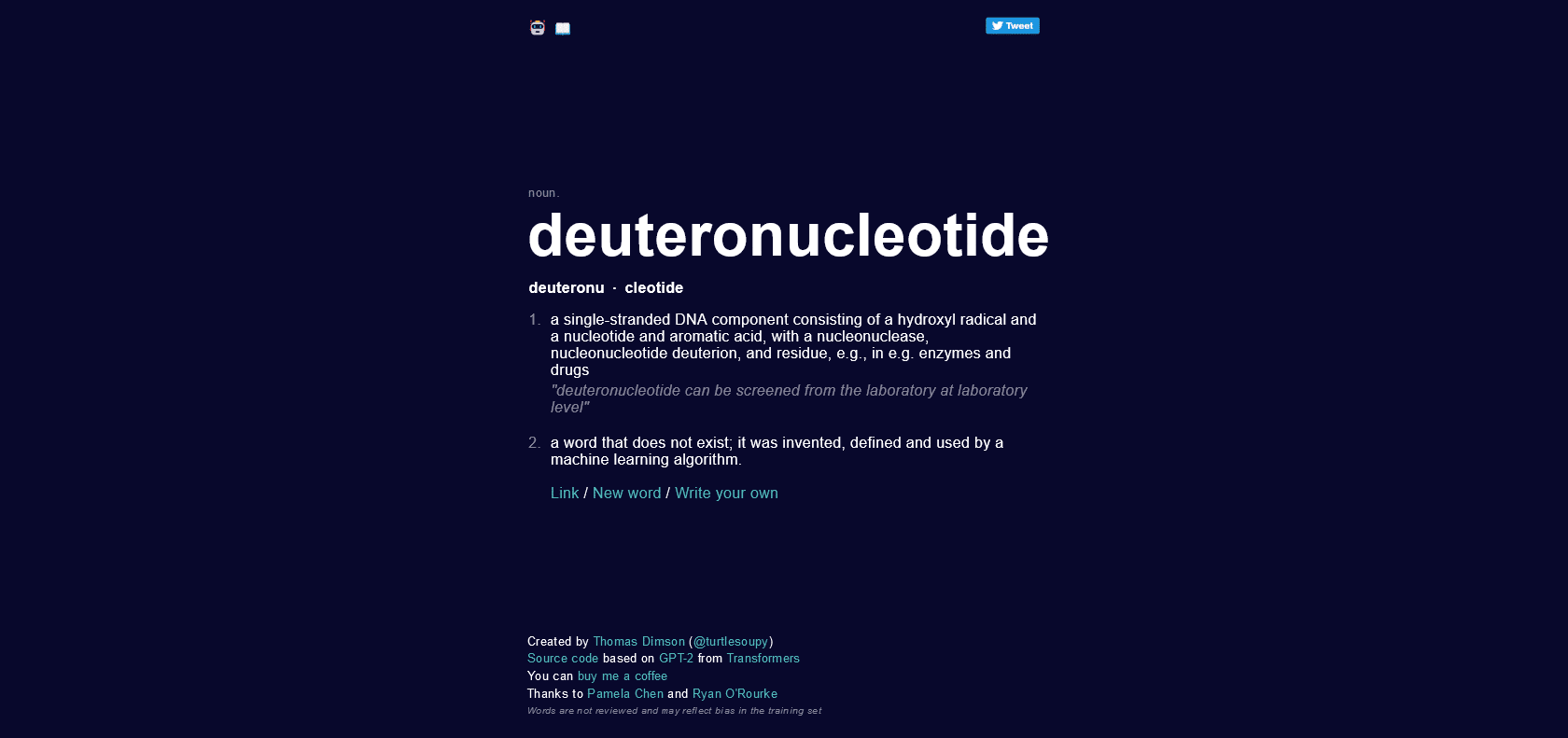 Screenshot of This Word Does Not Exist Website