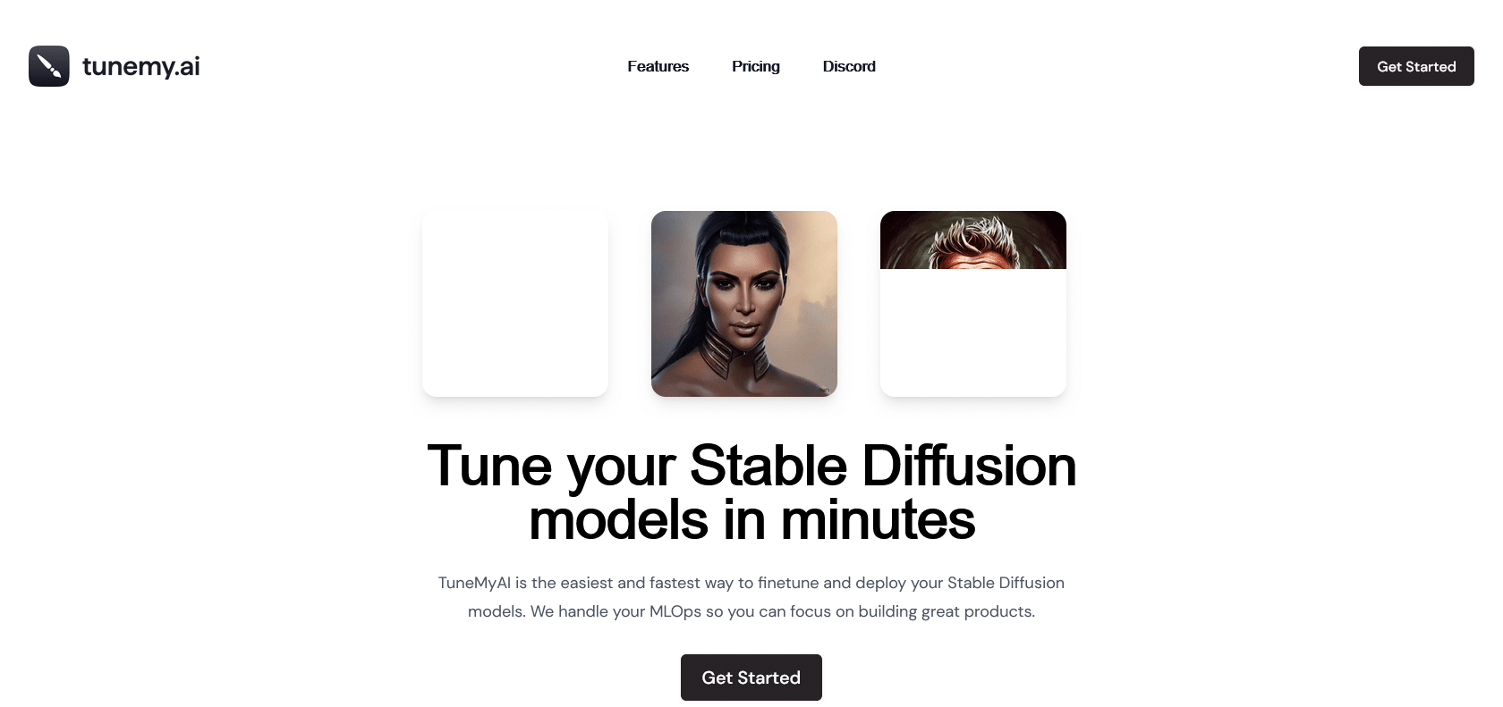 Screenshot of TuneMyAI Website