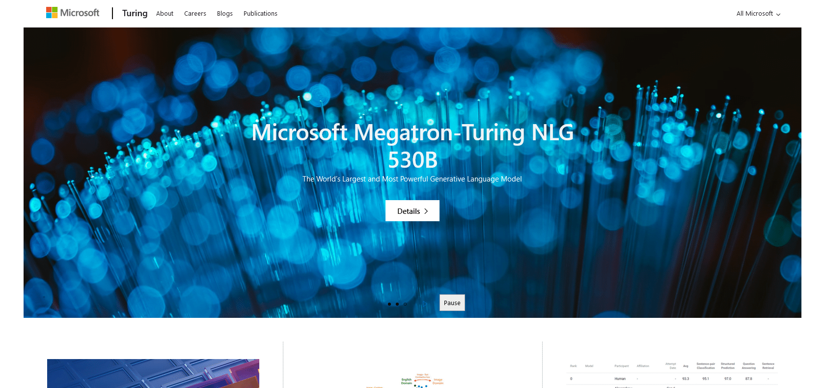 Screenshot of Turing-NLG Website