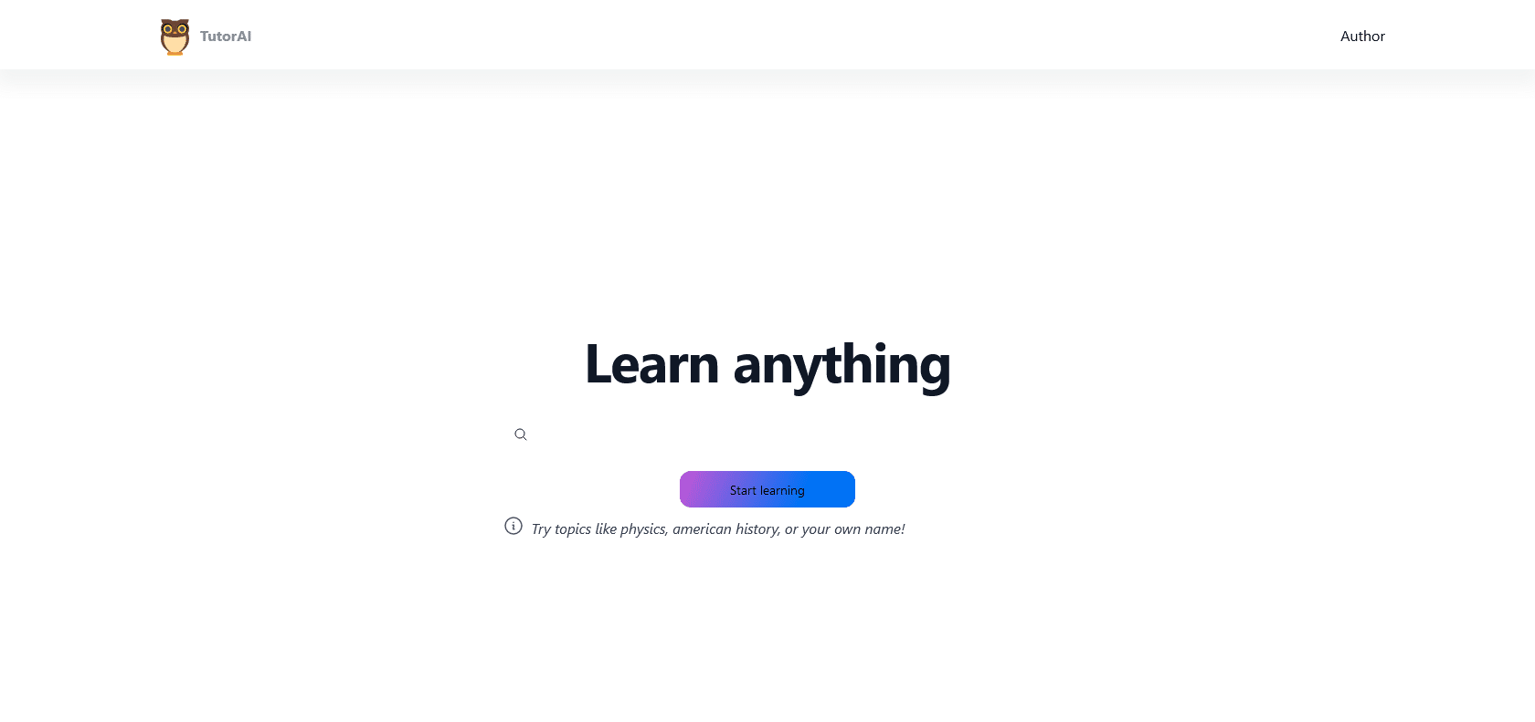 Screenshot of TutorAI Website