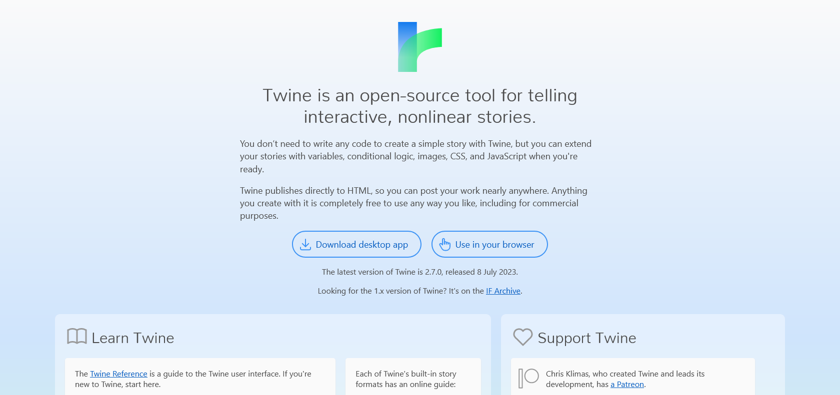 Screenshot of Twine Website
