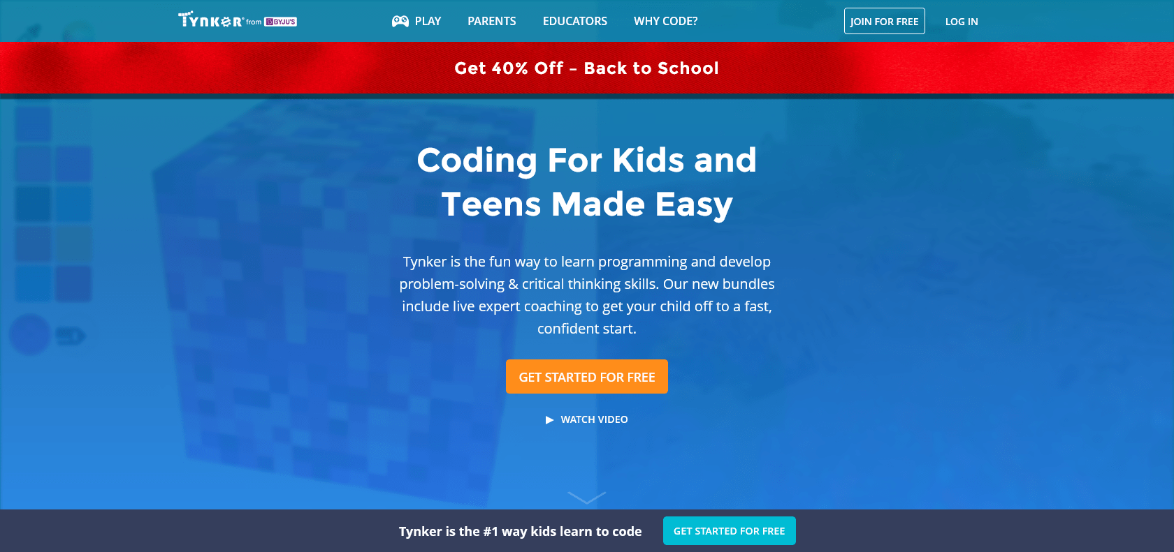 Screenshot of Tynker Website