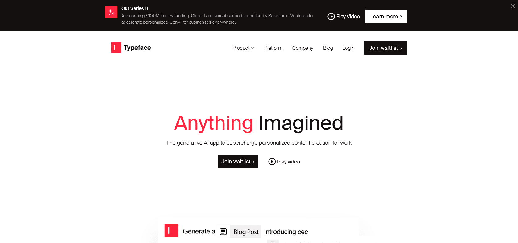 Screenshot of Typeface Website