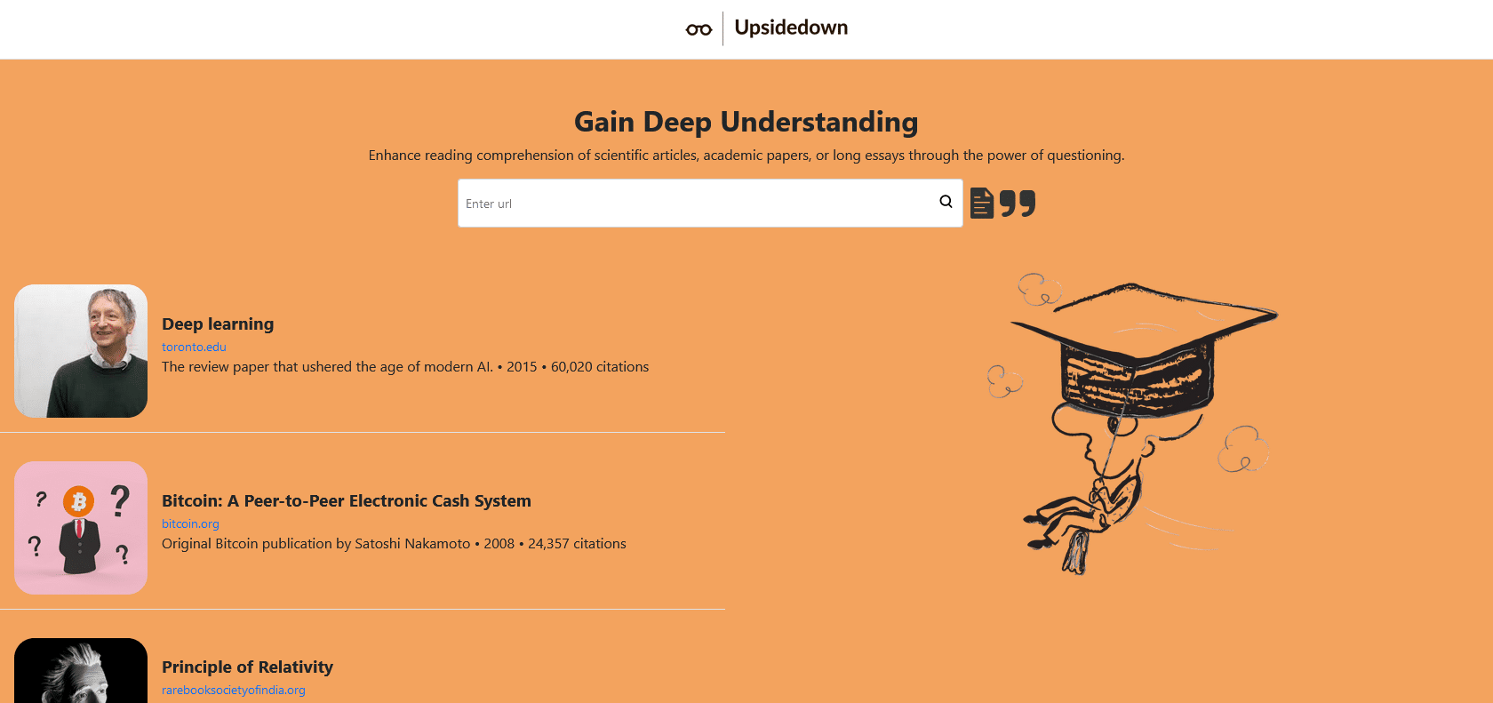 Screenshot of Upsidedown Website