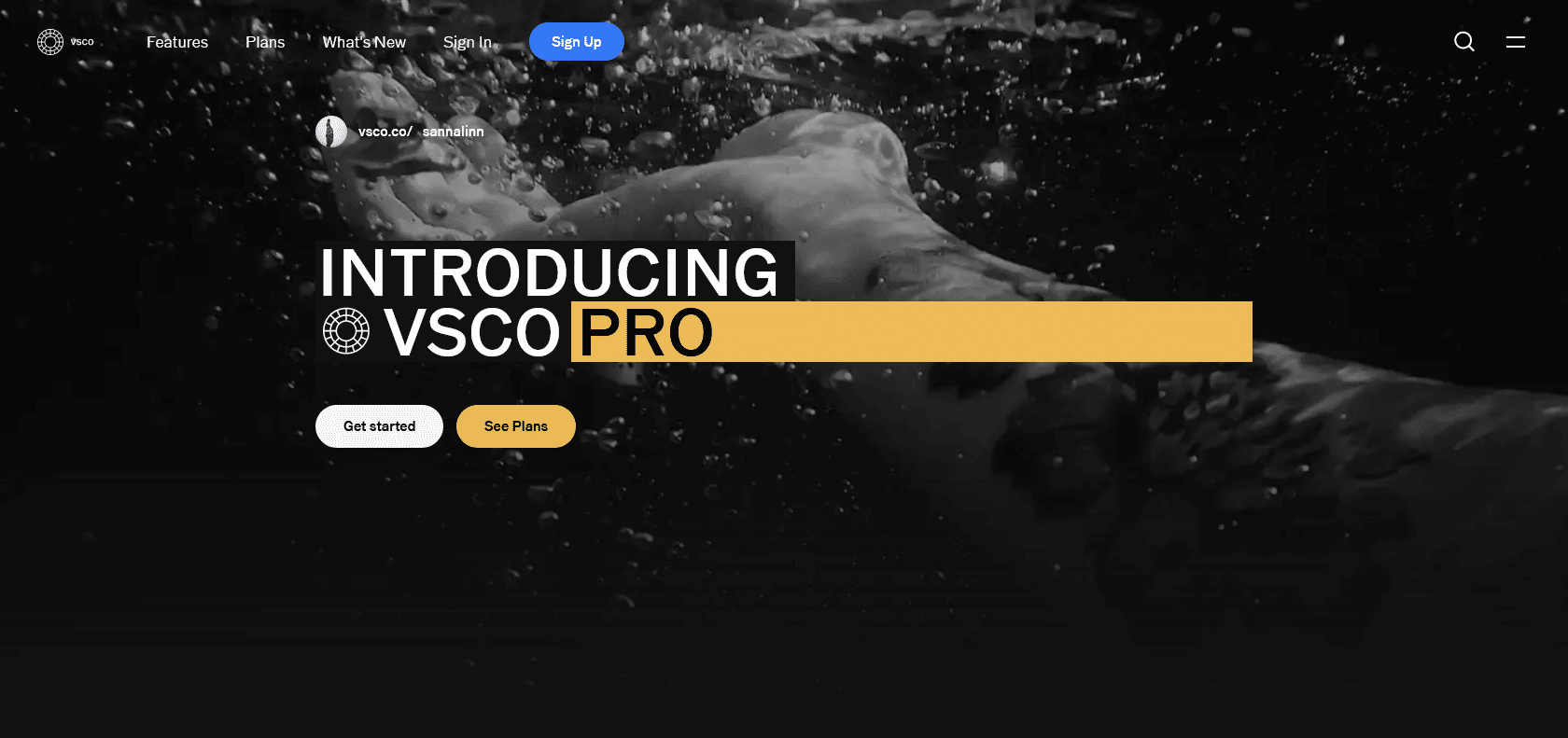 Screenshot of VSCO Website