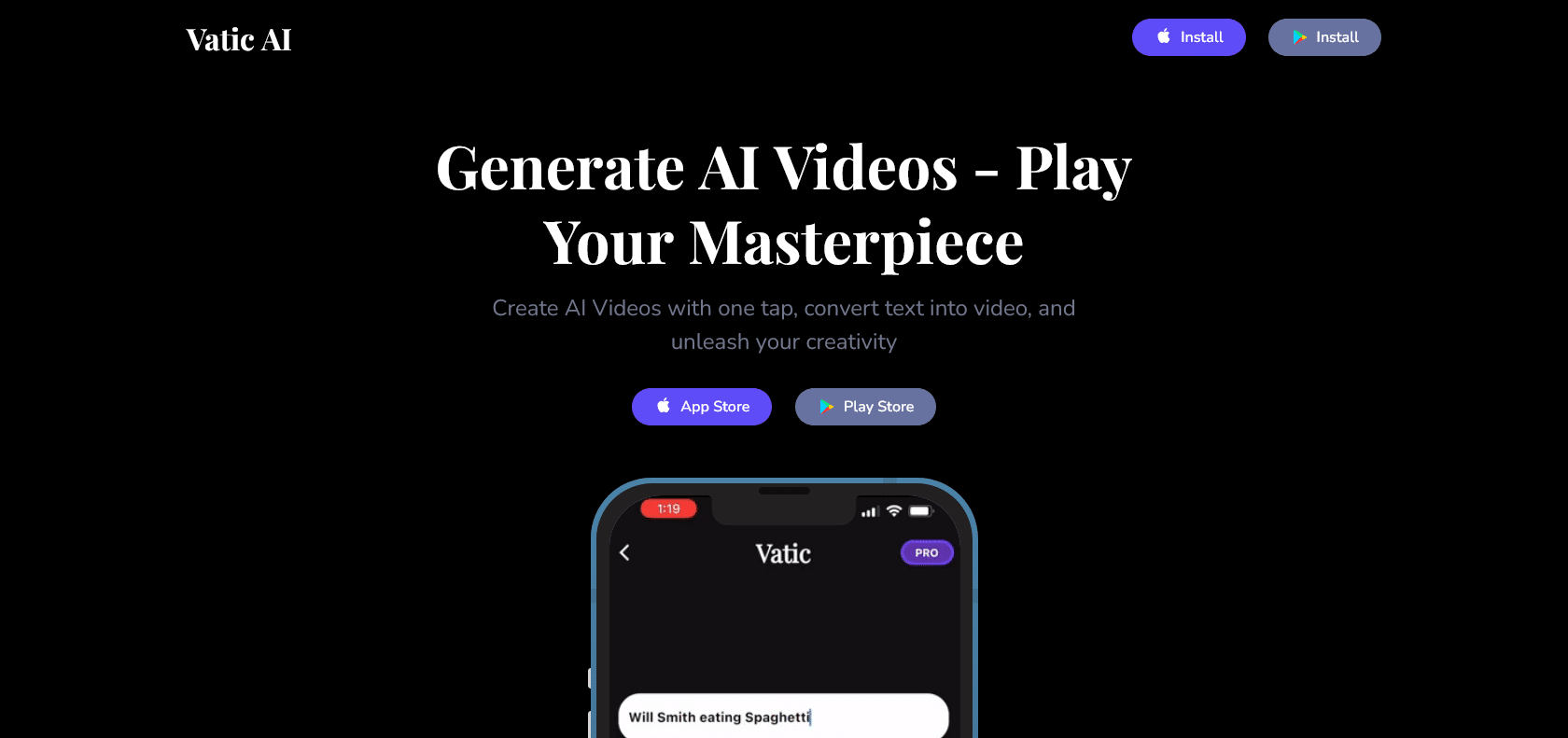 Screenshot of Vatic AI Website