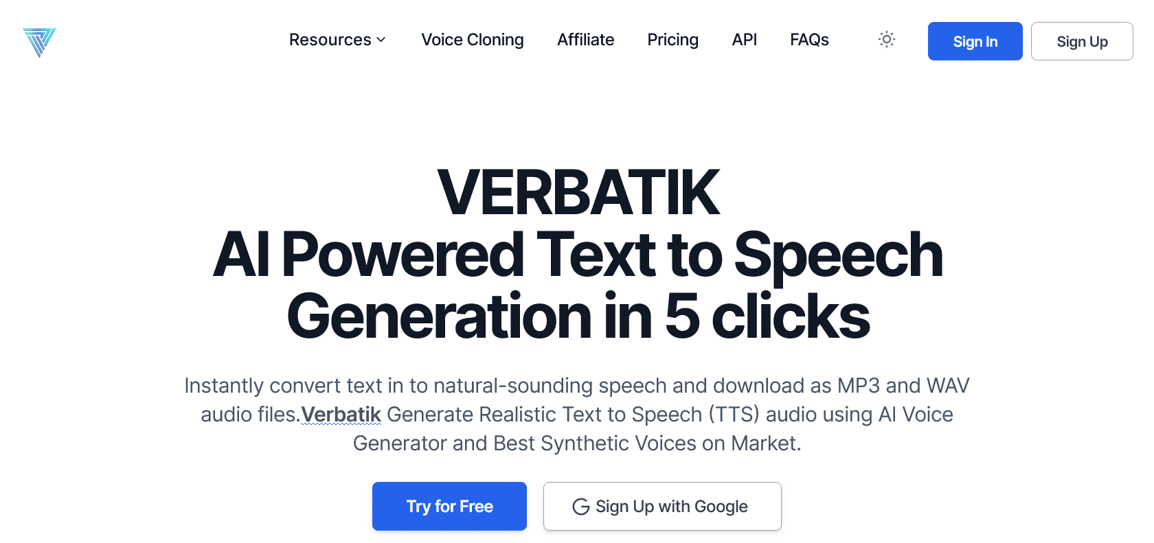 Screenshot of Verbatik Website