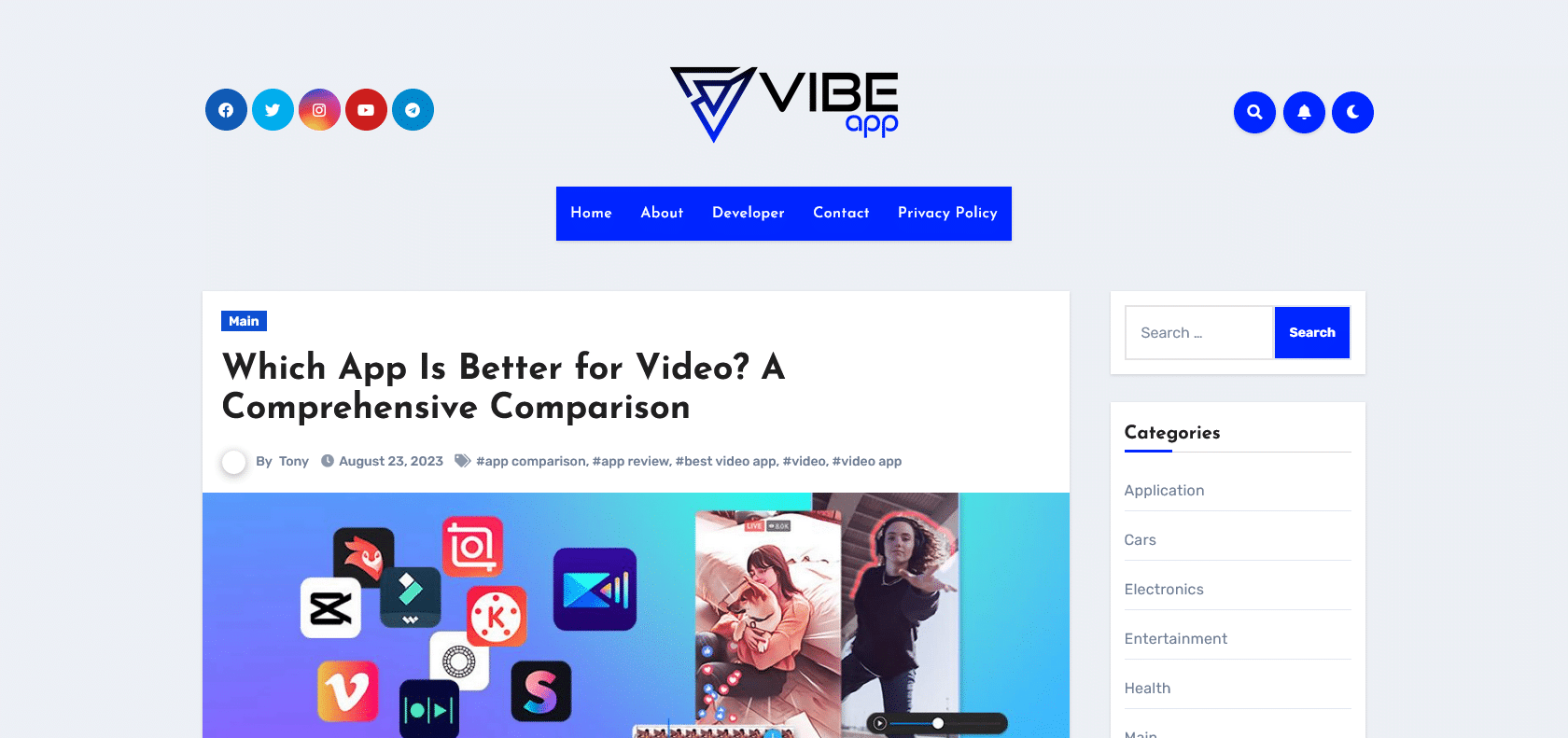 Screenshot of Vibe Website