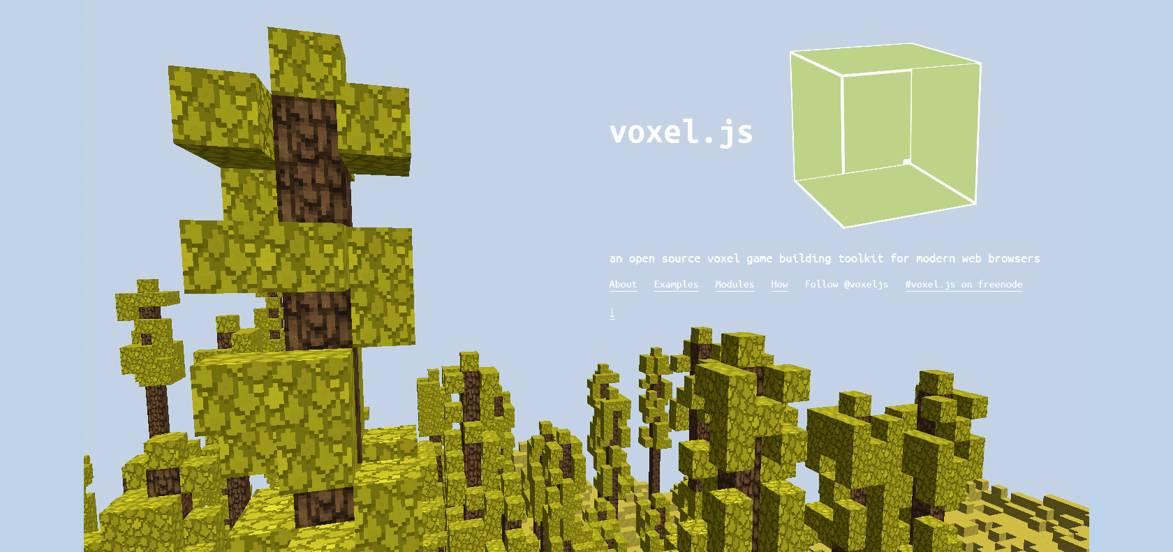 Screenshot of Voxel.js Website