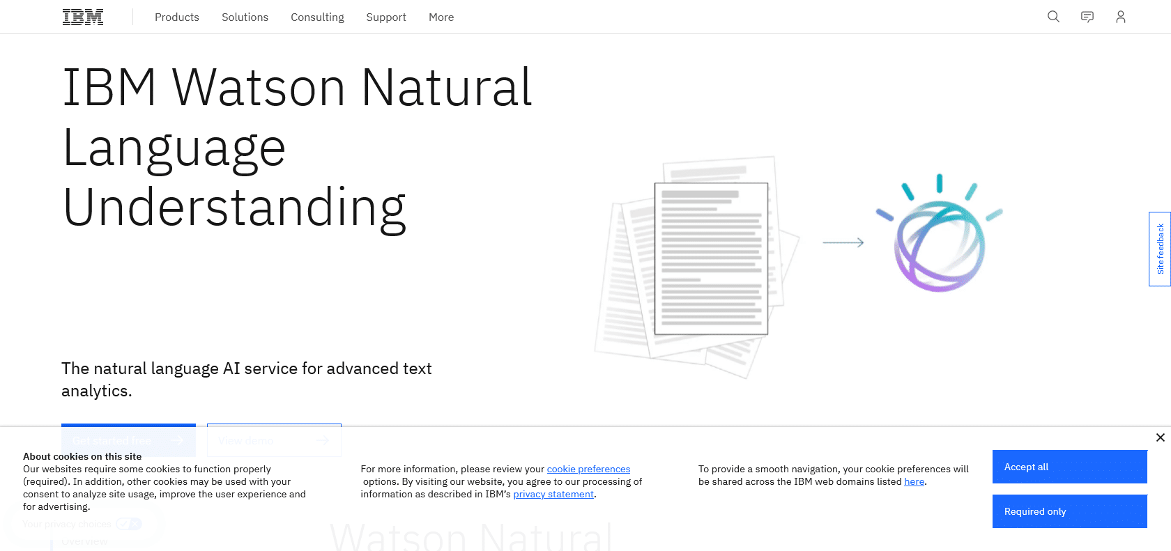 Screenshot of Watson Natural Language Understanding Website