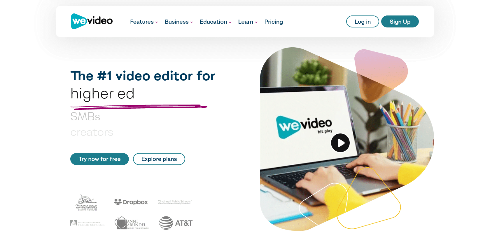 Screenshot of WeVideo Website