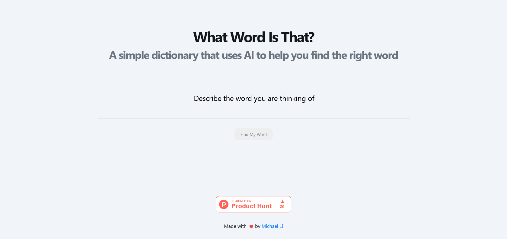 Screenshot of What Word Is That? Website