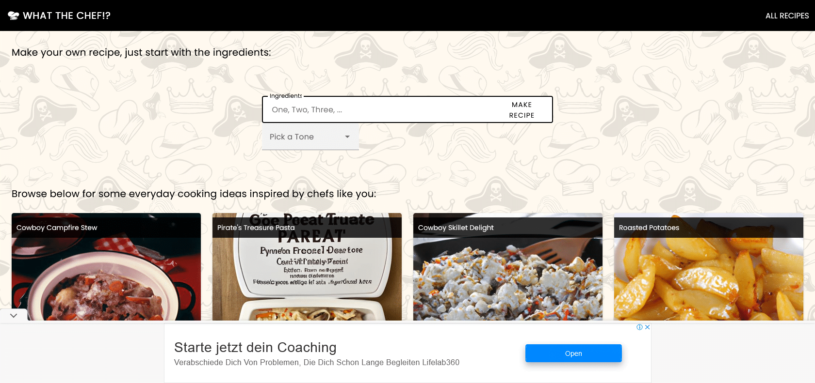 Screenshot of What the Chef Website