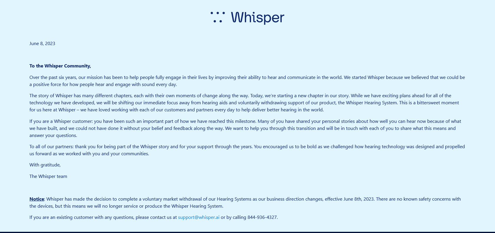 Screenshot of Whisper AI Website