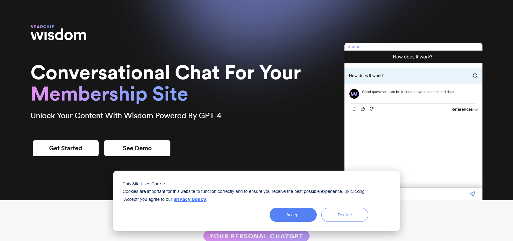 Screenshot of WisdomAI Website