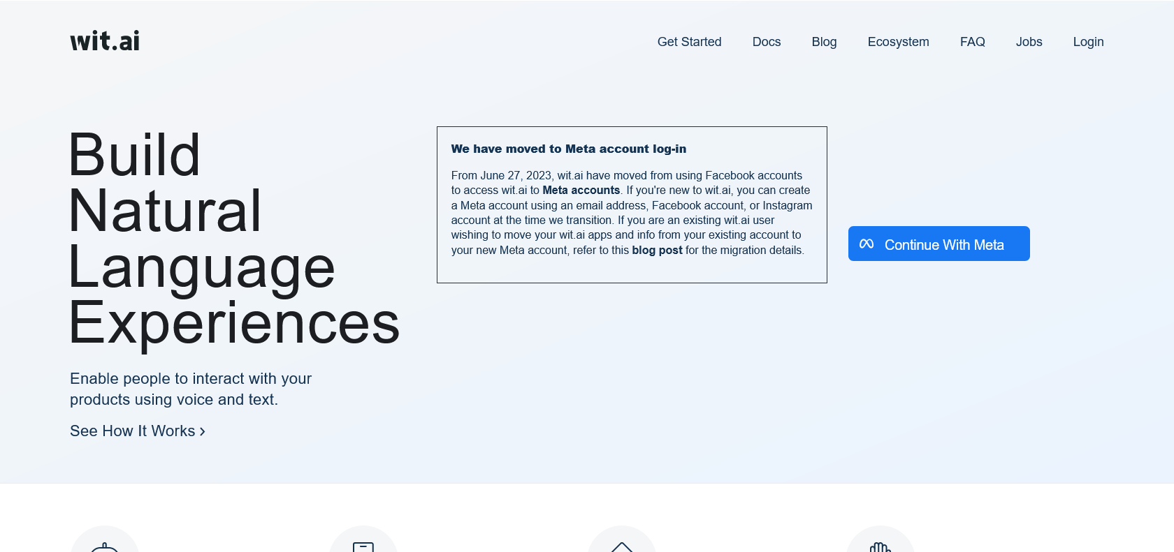 Screenshot of Wit AI Website