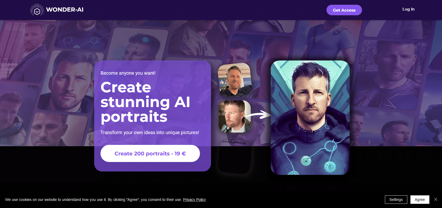 Screenshot of Wonder AI Website