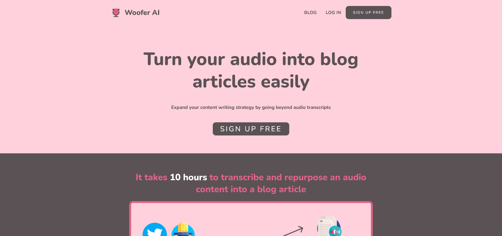 Screenshot of Woofer AI Website