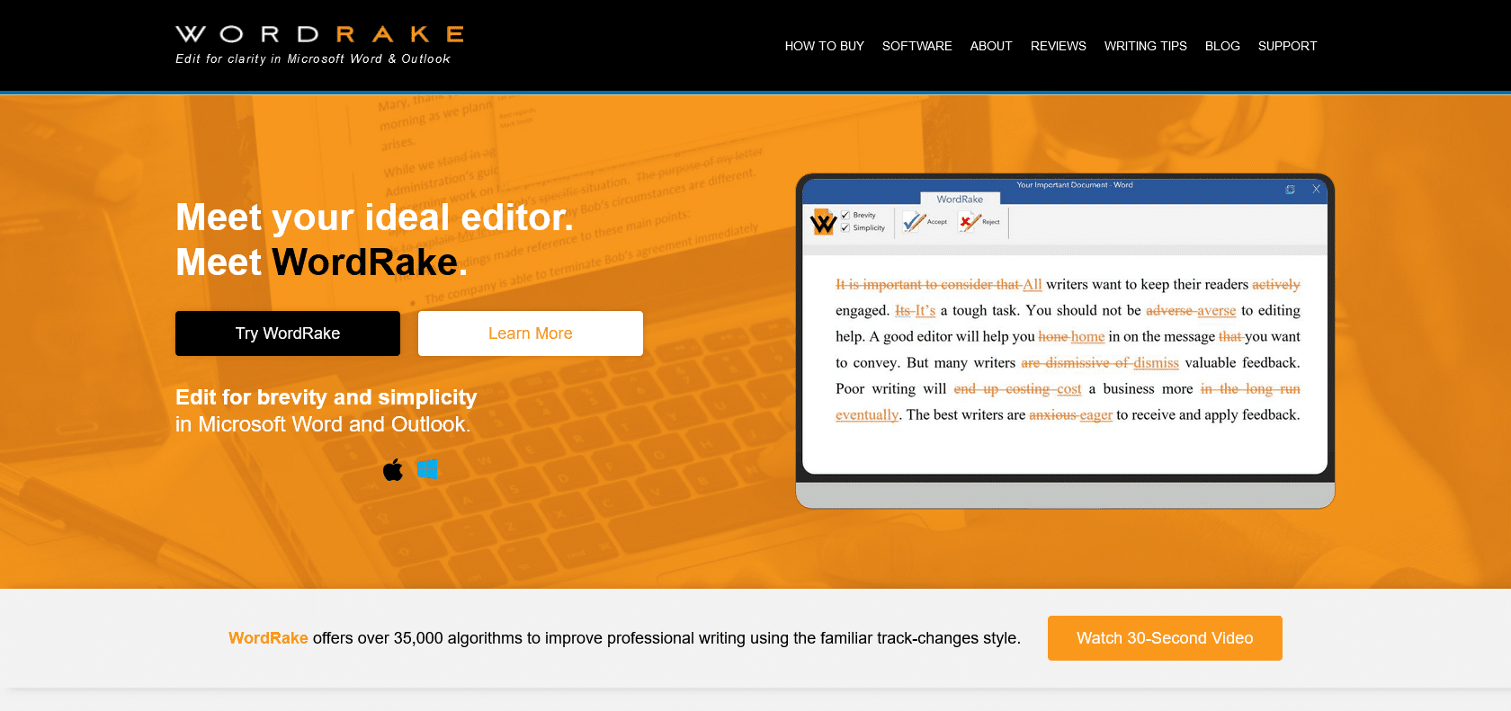Screenshot of WordRake Website