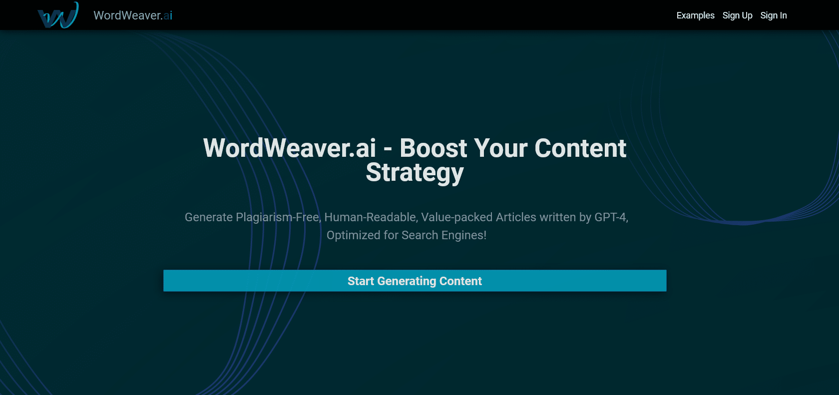 Screenshot of WordWeaver AI Text Editor Website