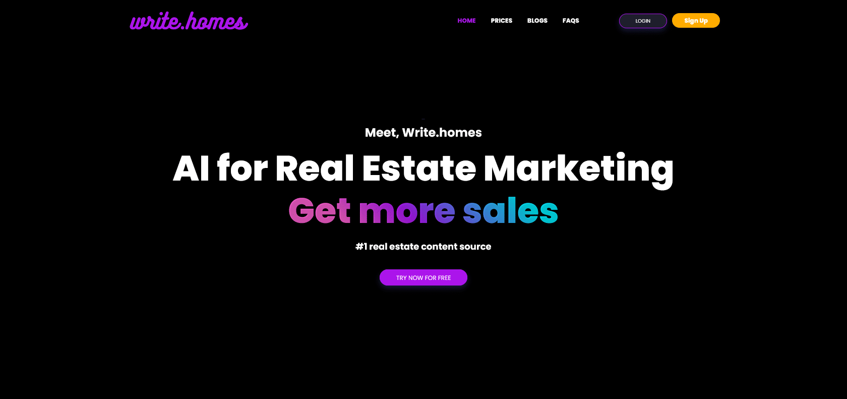 Screenshot of Write.homes Website