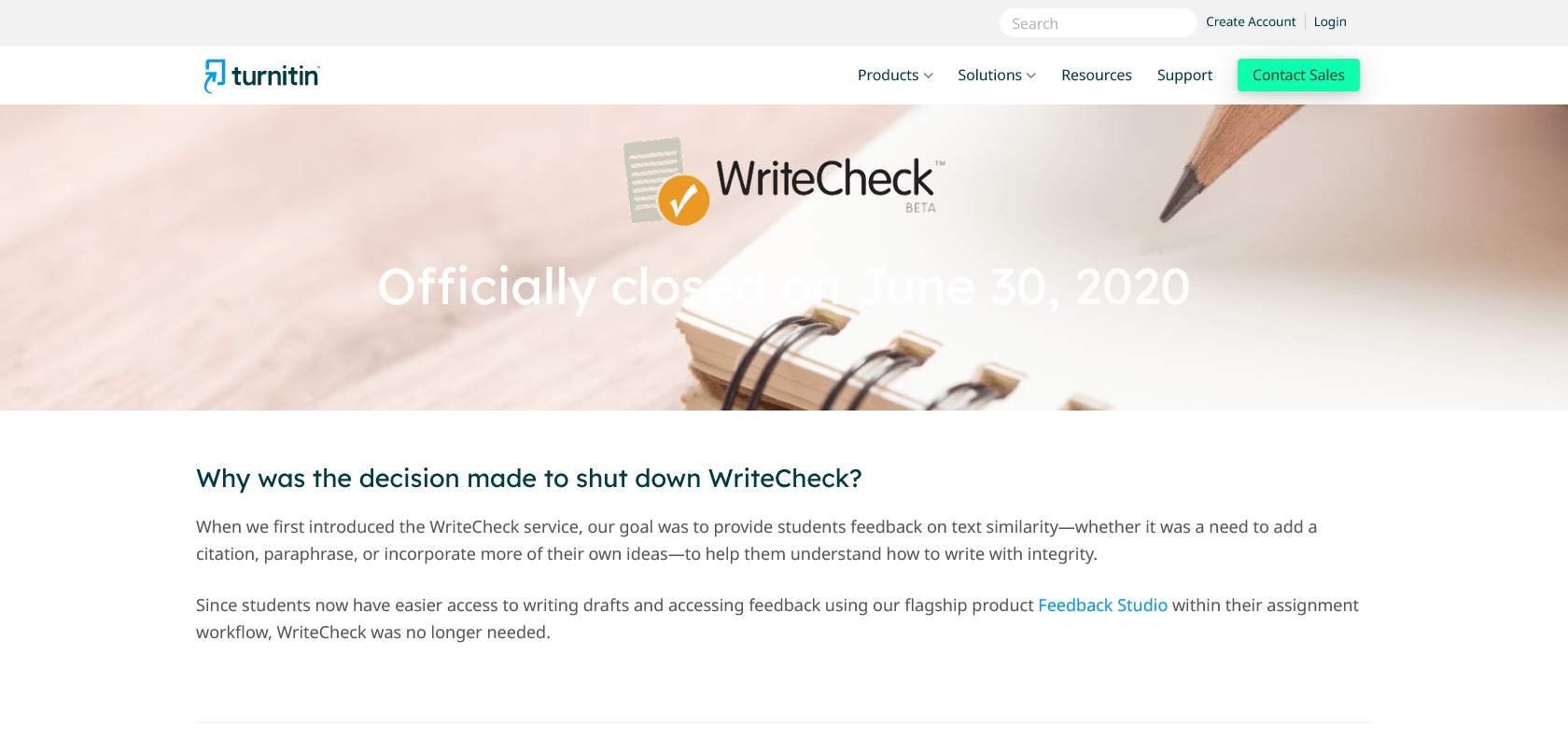 Screenshot of WriteCheck Website