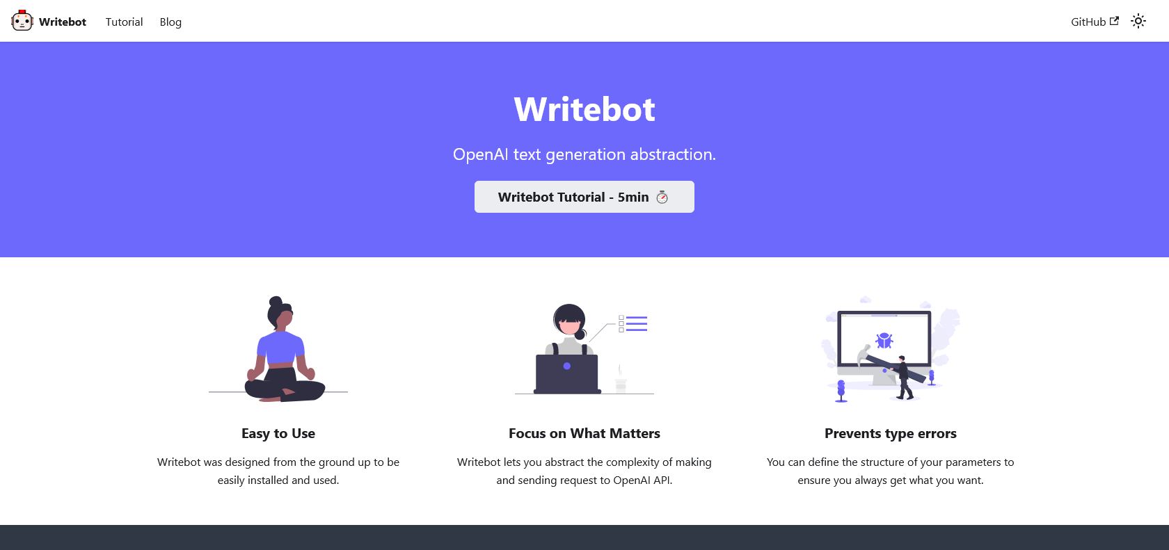 Screenshot of Writebot Website