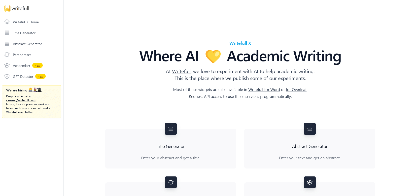 Screenshot of Writefull Academizer Website