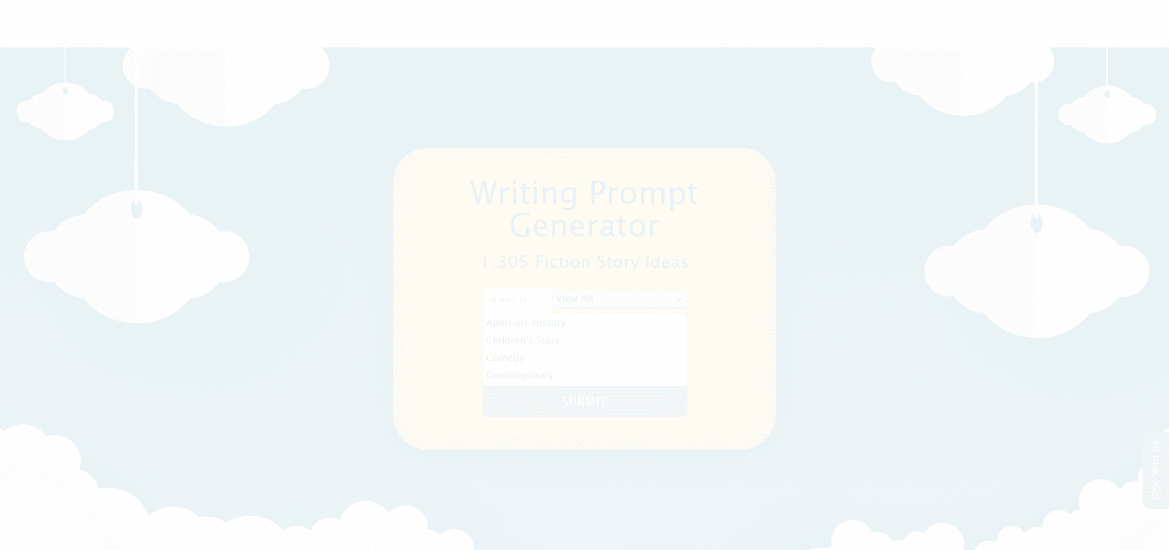 Screenshot of Writing Prompt Generator Website