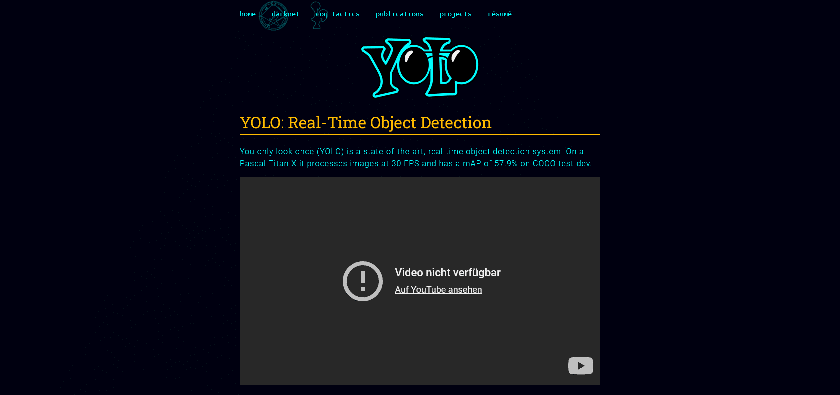 Screenshot of YOLO Website