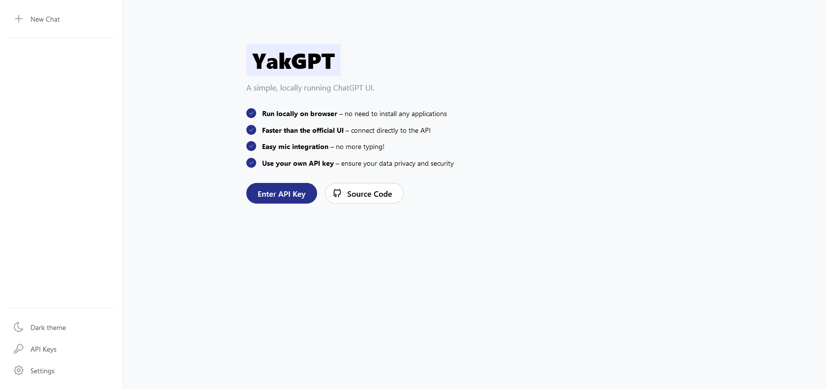 Screenshot of YakGPT Website