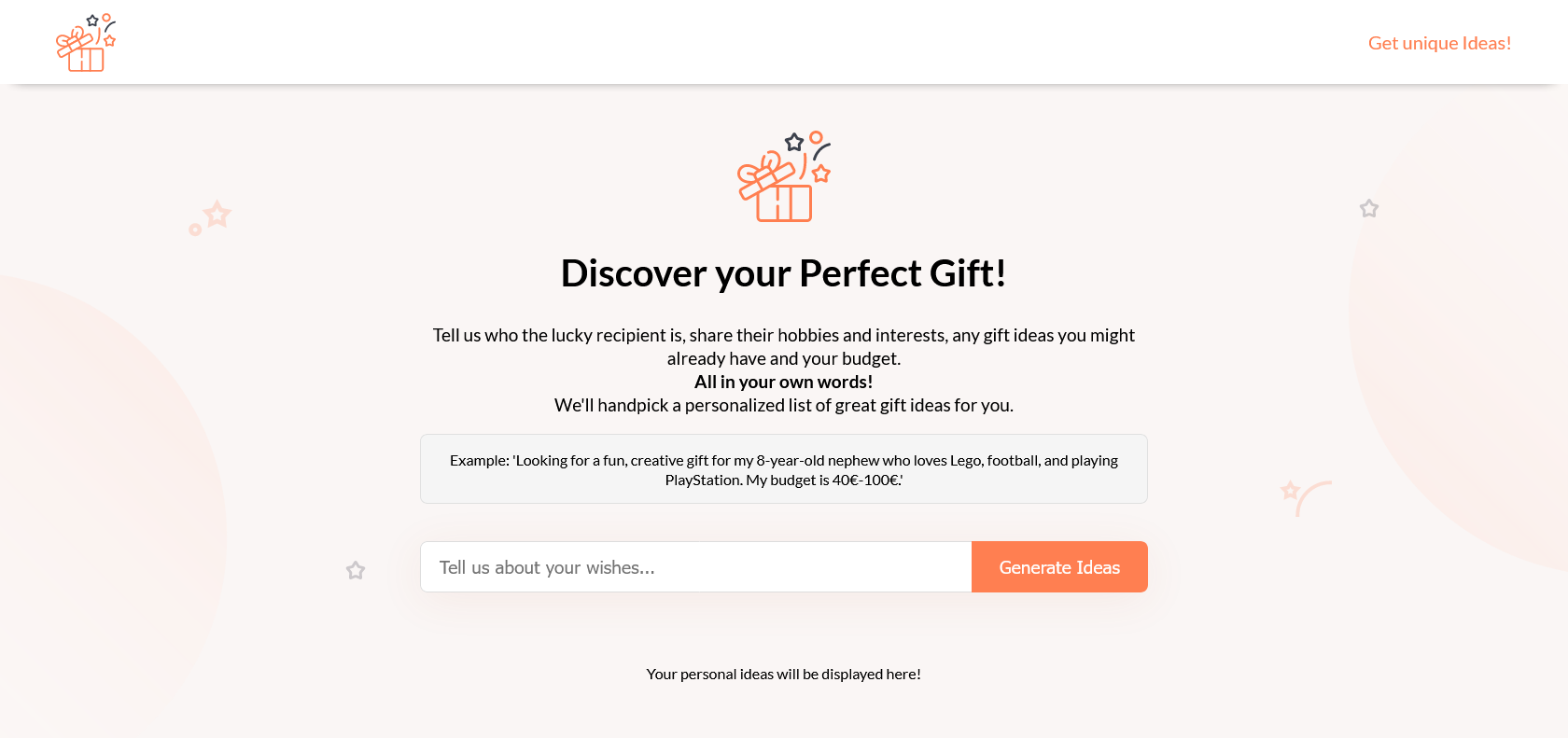 Screenshot of Your GiftWhisperer Website