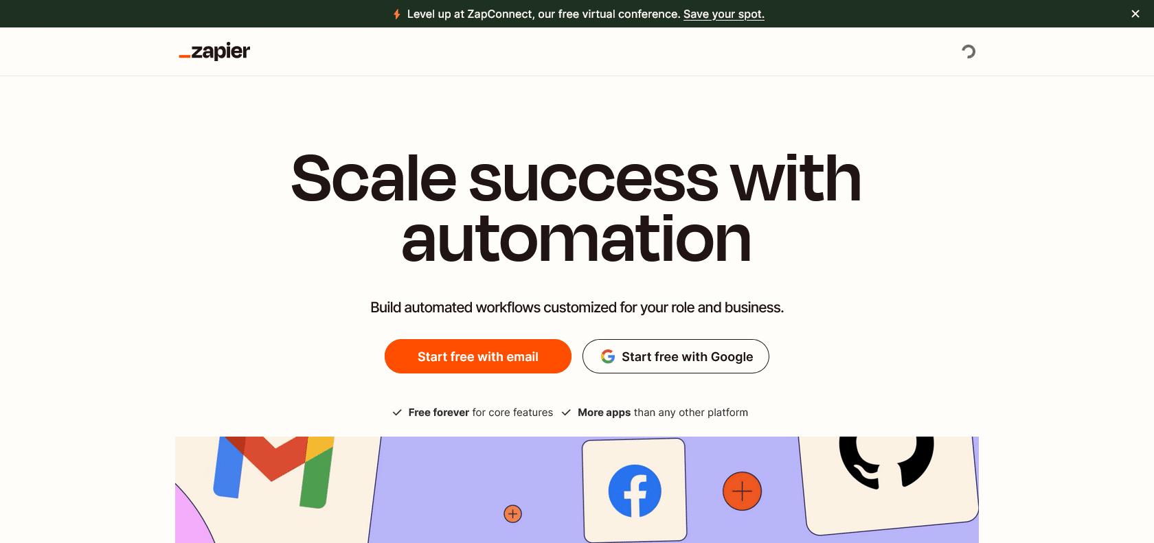 Screenshot of Zapier Website