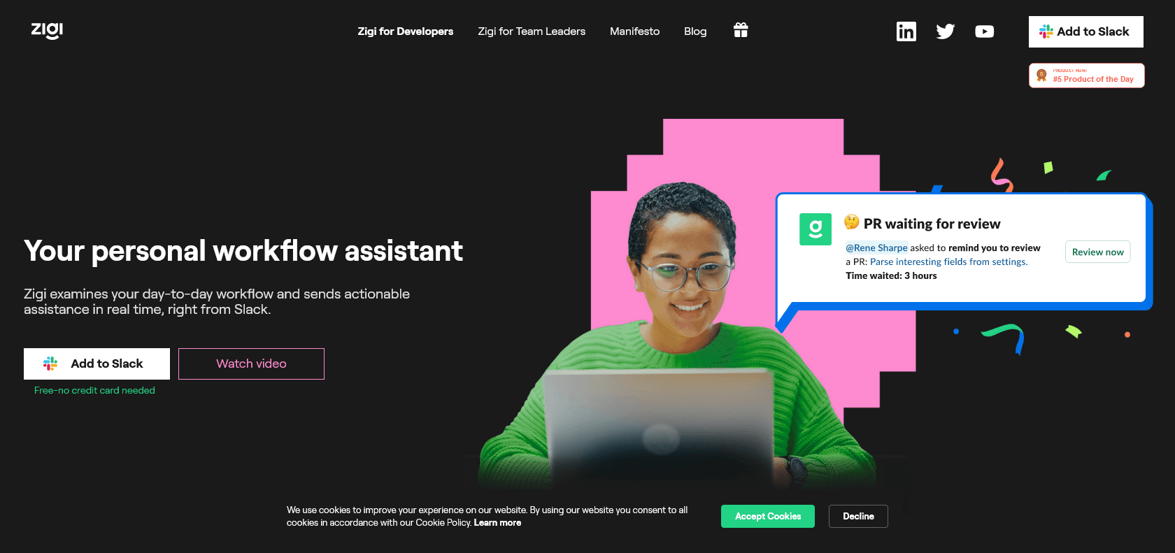 Screenshot of Zigi Website