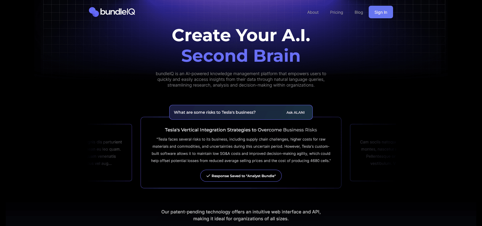 Screenshot of bundleIQ Website