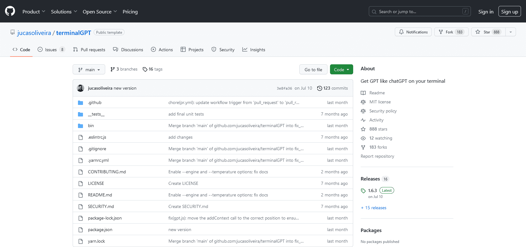 Screenshot of chatGPT on your terminal Website