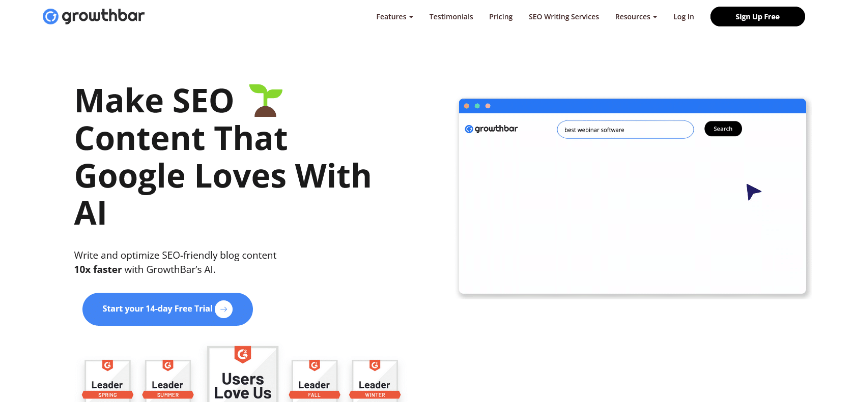 Screenshot of growthbar Website