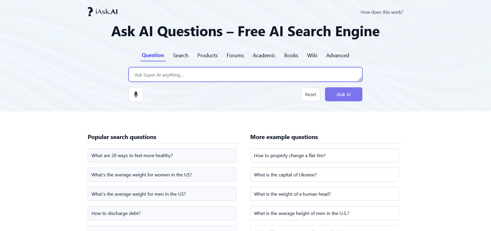 Screenshot of iAsk.AI Website